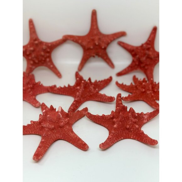 Red Decorative Starfish Set of 8 - 5" Textured Coastal Beach Nautical Decor - Picture 8 of 10